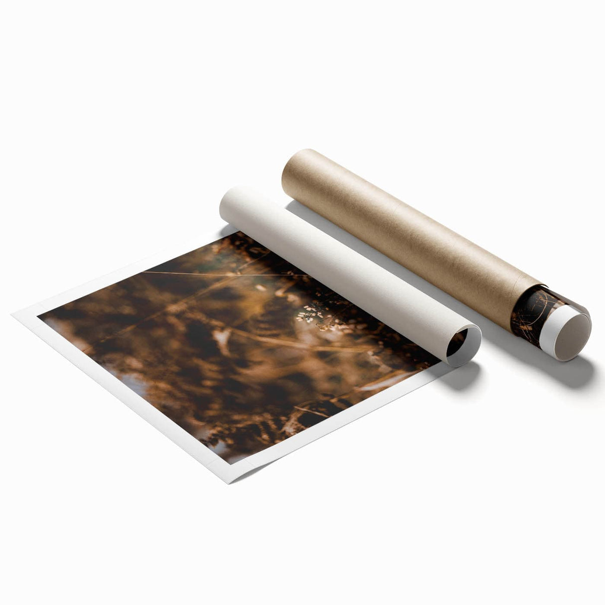 Extra large rolled print featuring a detailed floral design in warm autumn hues, ideal for classy bathroom wall art.