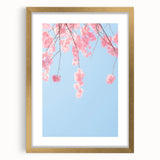 Extra large abstract art print featuring a textured spring scene in pastel shades, framed in gold.