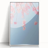 Art deco poster of spring season in pastel shades, white framed acrylic, ideal for nursery wall art.