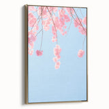 Framed canvas depicting a vintage-style landscape with spring motifs in muted greens and golds, ideal for bedroom wall decor.