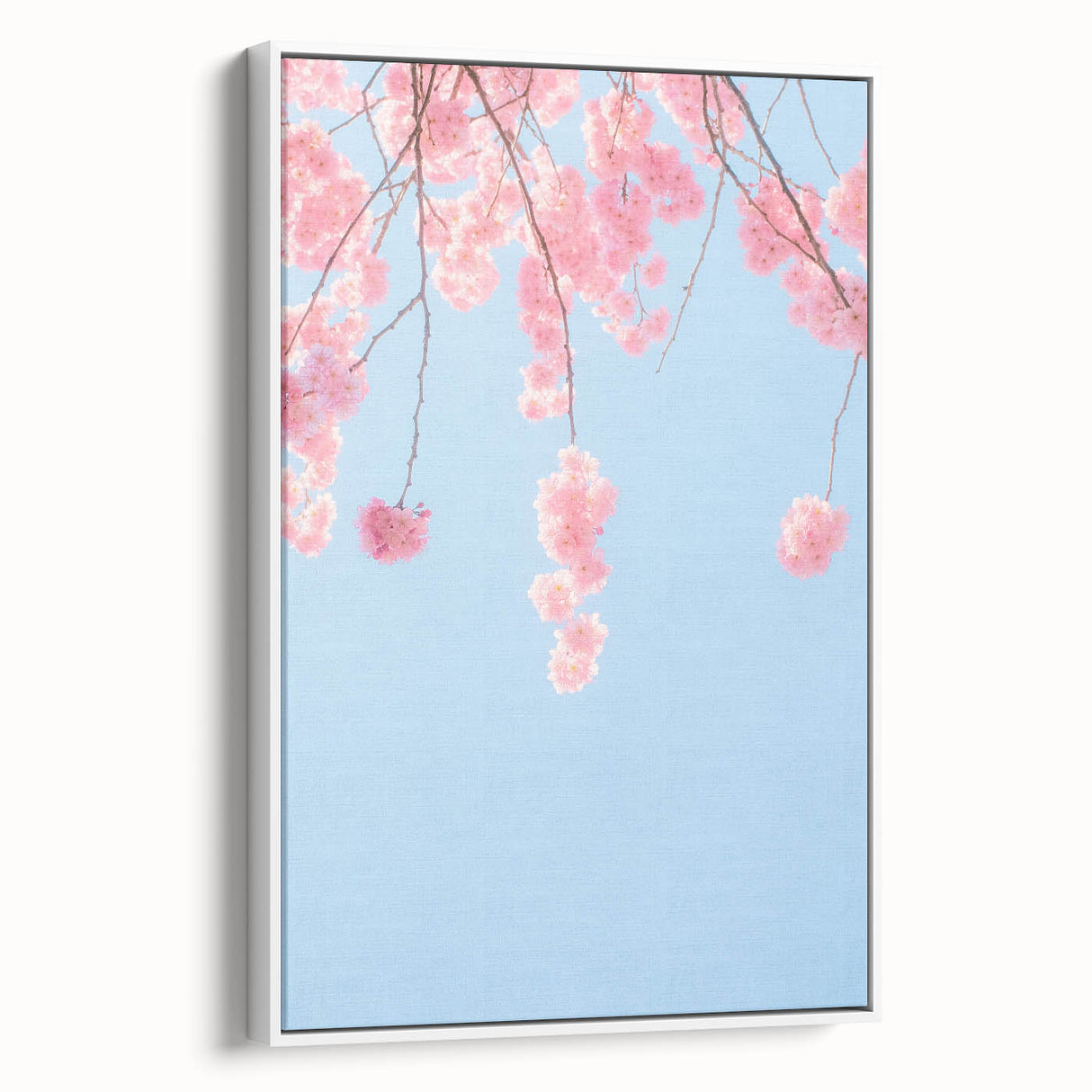 Vintage poster art featuring a colorful spring scene on a large framed canvas, ideal for living room decor.