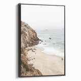 Black and white landscape painting on framed canvas, featuring a vintage poster style, ideal for bedroom wall decor.