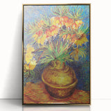 Acrylic print of Van Gogh-inspired art deco poster in gold frame, suitable for modern art wall decor or nursery.
