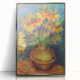 Large art print of Van Gogh's painting in a silver frame, featuring vibrant colors on acrylic.