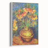Vintage poster art of Van Gogh in muted tones on a large framed canvas, suitable for living room decor.