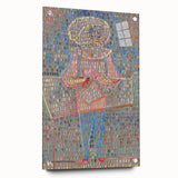 Modern Wall Art: Boy in Vibrant Mosaic-Inspired Fancy Dress