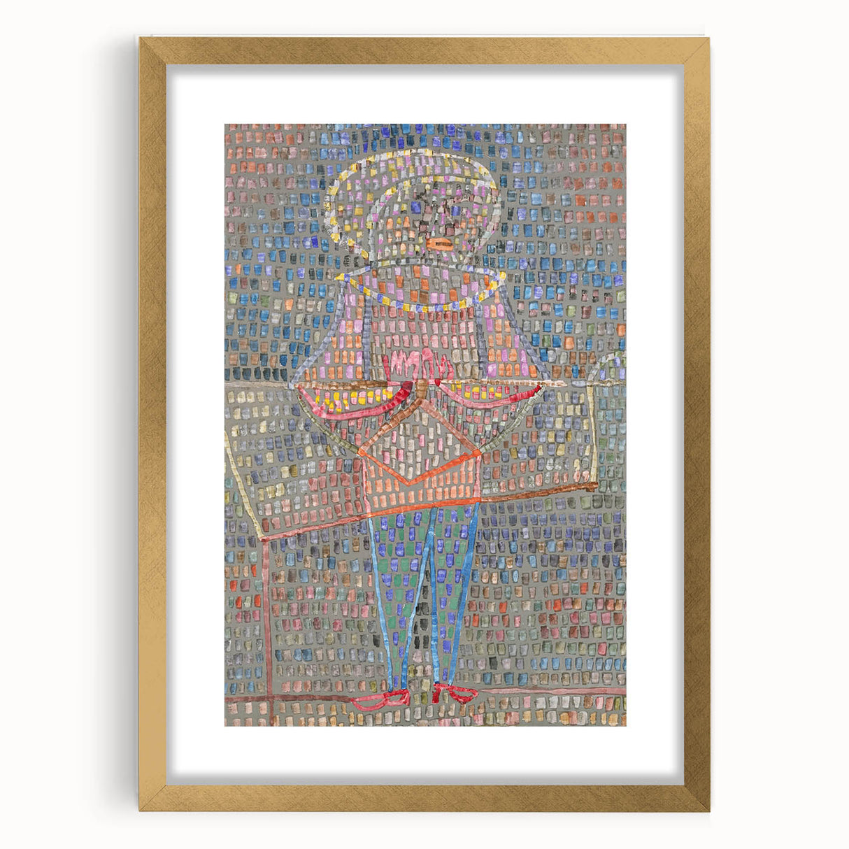 Modern Wall Art: Boy in Vibrant Mosaic-Inspired Fancy Dress