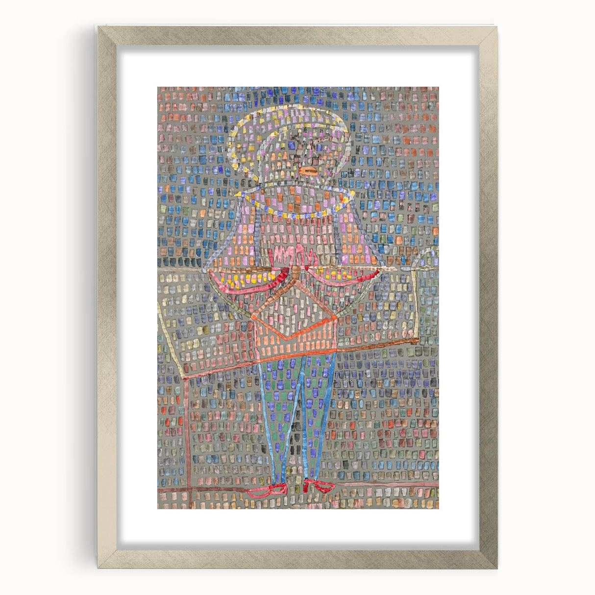 Modern Wall Art: Boy in Vibrant Mosaic-Inspired Fancy Dress