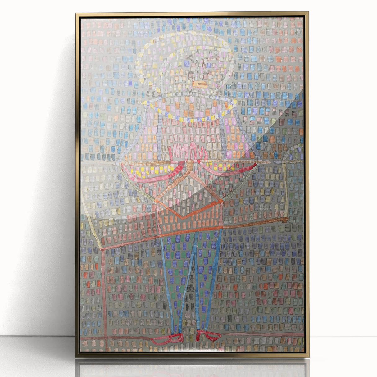 Modern Wall Art: Boy in Vibrant Mosaic-Inspired Fancy Dress