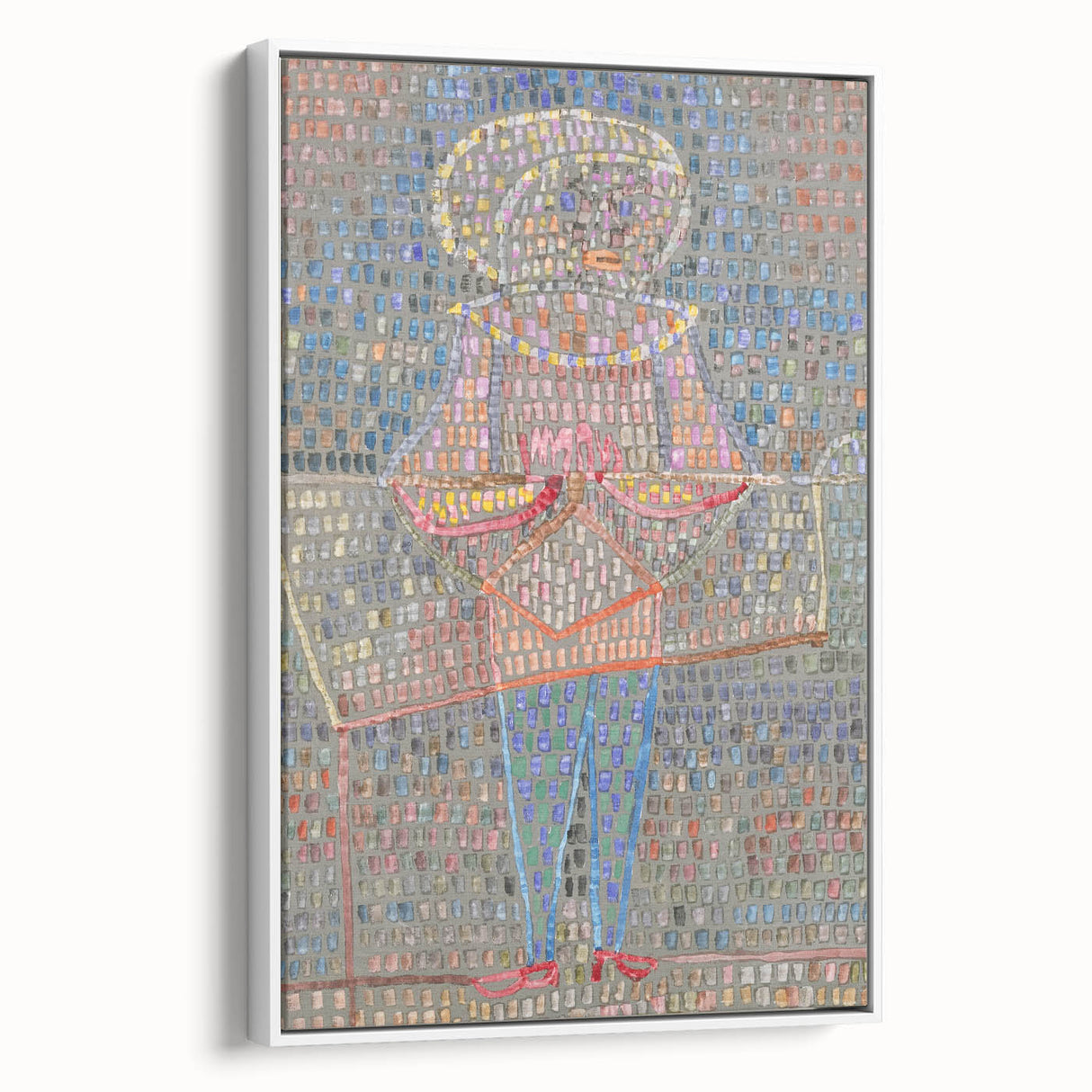 Modern Wall Art: Boy in Vibrant Mosaic-Inspired Fancy Dress