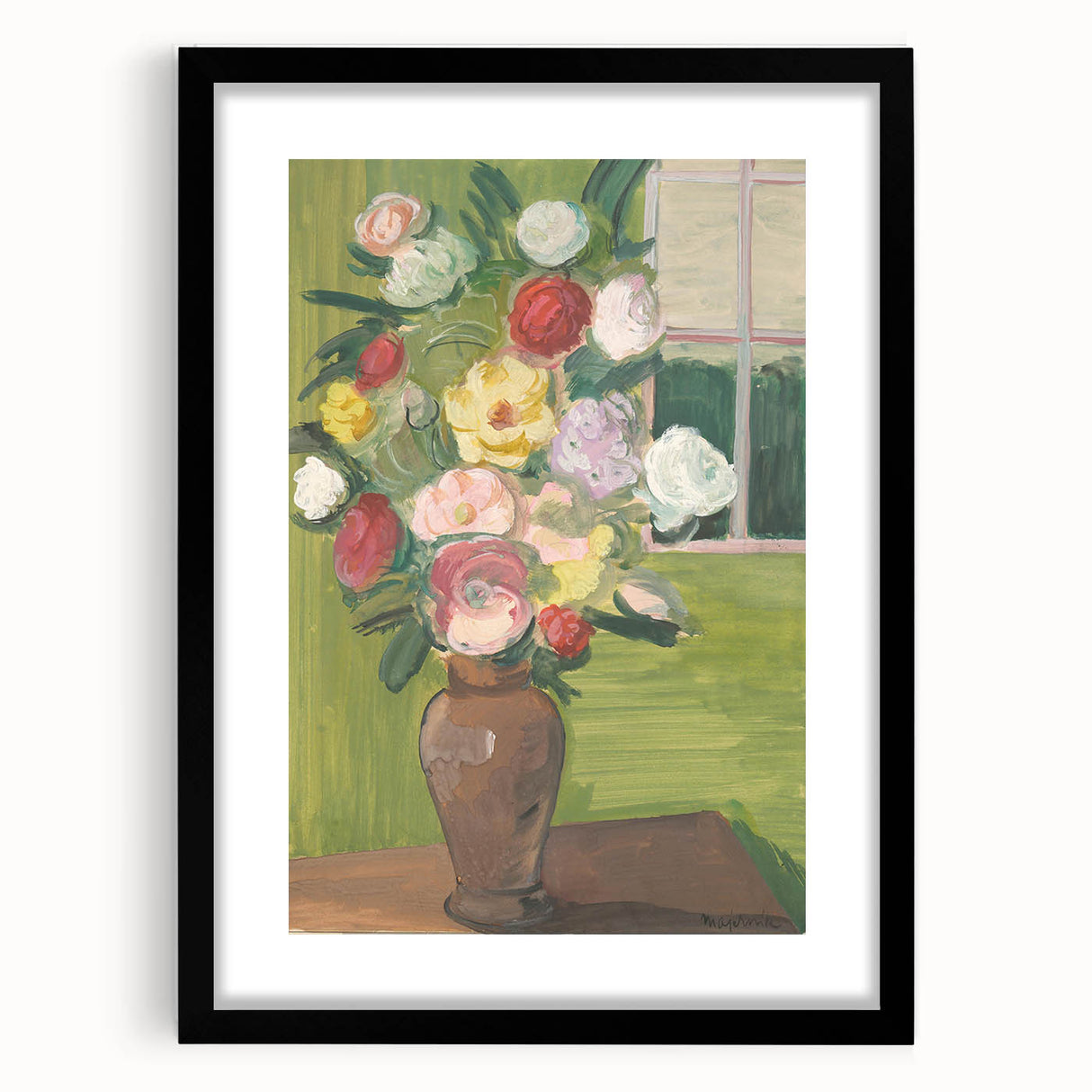 Modern Wall Art: Vibrant Floral Bouquet in a Rustic Vase