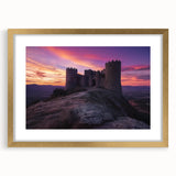 Elegant gold-framed landscape artwork featuring a majestic castle surrounded by lush greenery, perfect for enhancing interior decor with a touch of sophistication.