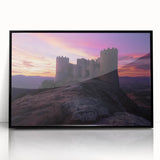 Framed acrylic artwork showcasing a stunning landscape with a castle, featuring a sleek black frame. Ideal for enhancing home decor with a touch of elegance.