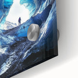 Close-up of a vibrant acrylic landscape artwork showcasing intricate cave formations in rich colors, perfect for modern home decor or art enthusiasts.