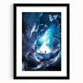 Framed landscape artwork depicting a serene cave scene with a black mat and sleek frame, perfect for home decor and enhancing interior aesthetics. Ideal for nature lovers and art enthusiasts.