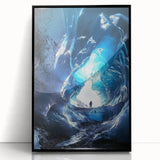Framed acrylic artwork showcasing a captivating cave landscape design with a sleek black border, perfect for modern home decor and art enthusiasts.