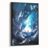 Framed landscape canvas print showcasing a stunning cave scene with rich colors and intricate details, perfect for enhancing home decor and art collections.