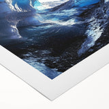 Vibrant rolled canvas depicting a stunning landscape scene with intricate cave formations, showcasing rich colors and textures, ideal for home decor.