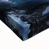 Close-up view of a stretched canvas featuring a vibrant landscape design with intricate cave details, showcasing rich colors and textures ideal for home decor.