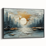 Luxury Abstract Skyline Wall Art – Gold & Teal Office Décor