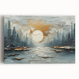 Luxury Abstract Skyline Wall Art – Gold & Teal Office Décor