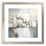 Abstract architecture wall art framed with a silver mat, showcasing intricate geometric patterns and modern design elements that enhance contemporary interiors.