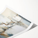 Abstract architectural wall art print showcasing geometric shapes in vibrant colors, rolled and ready for framing, set against a clean white background. Ideal for modern decor enthusiasts seeking unique artwork to enhance their living spaces.