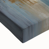 Close-up of abstract architecture wall art on stretched canvas, showcasing intricate geometric designs in vibrant colors, perfect for modern home decor.