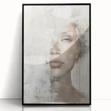 Framed abstract figurative wall art in black acrylic, showcasing modern design elements with vibrant colors, perfect for contemporary home decor. Ideal for adding artistic flair to living spaces.