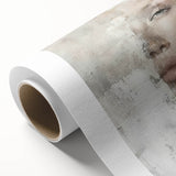 Abstract figurative wall art on rolled canvas showcasing vibrant colors and dynamic shapes, ideal for modern home decor, presented in a protective cardboard tube.