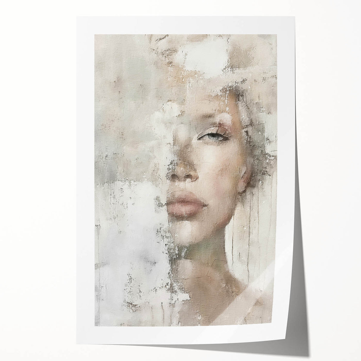 Abstract figurative wall art print showcasing vibrant colors and dynamic shapes, rolled for easy shipping and display, perfect for modern home decor.