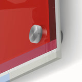 Close-up of a vibrant, abstract geometric design on acrylic glass, showcasing bold colors and sharp angles, perfect for modern home decor. Ideal for art enthusiasts.