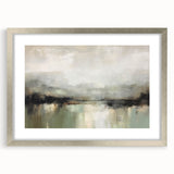 Abstract landscape wall art framed in silver with a mat, showcasing vibrant colors and intricate designs, perfect for modern home decor or office spaces.