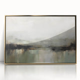 Framed abstract landscape wall art featuring vibrant gold tones and intricate shapes, designed to enhance contemporary home decor. Perfect for modern living spaces.