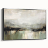 Framed abstract landscape wall art in black, showcasing a modern design with bold colors and dynamic shapes, perfect for contemporary home decor.