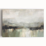Abstract landscape wall art on stretched canvas, showcasing vibrant colors and fluid shapes, ideal for modern home decor or office settings.