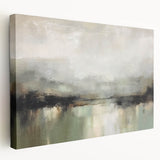 Abstract landscape wall art on stretched canvas, showcasing vibrant colors and dynamic shapes, perfect for modern home decor or gallery display.