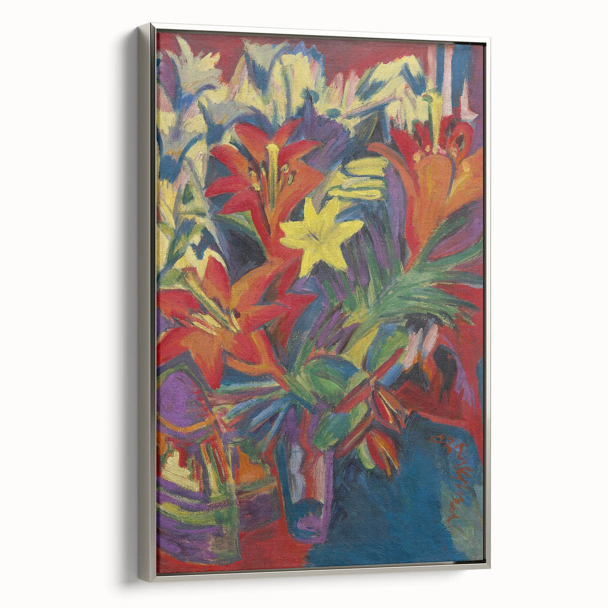 Expressionist Art: Still Life with Lilies by Kirchner Canvas Print