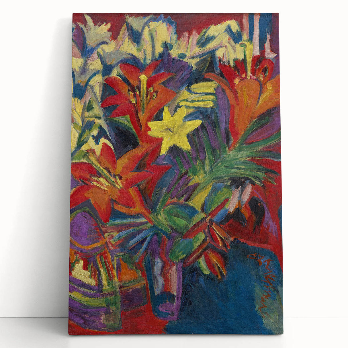 Expressionist Art: Still Life with Lilies by Kirchner Canvas Print