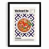 Extra large abstract art print of colorful, textured food dishes on a black framed canvas, suitable for living room decor.