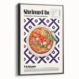 Black and white framed canvas featuring an array of vintage food dishes, suitable for bedroom wall decor.