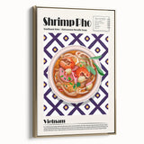 Framed canvas featuring an array of vintage-style food dishes in muted gold and black, suitable for bedroom wall art.