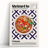 Large black and white stretched canvas featuring an array of various food dishes, ideal for kitchen wall art.