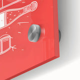 Large abstract wall art on acrylic glass featuring mid-century modernist design in vibrant colors.