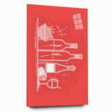 Large abstract wall art on acrylic glass depicting vibrant, swirling colors, ideal for bedroom or dining room decor.