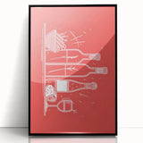 Large abstract wall art in mid-century modernist style, featuring bold black and white acrylic on framed canvas.