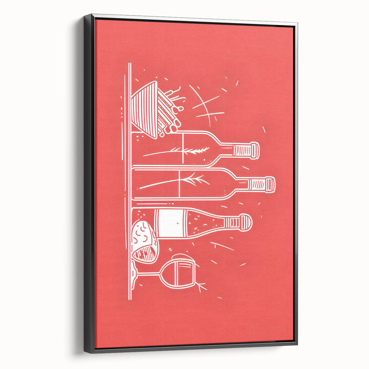 Black and white vintage poster art of a landscape, framed canvas, ideal for bedroom ambiance.