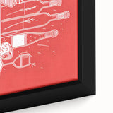 Extra large black wall art featuring colorful, textured food and drink motifs on framed canvas.