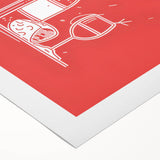 Art deco poster featuring a stylized cocktail glass in vibrant orange and teal, printed on rolled canvas.