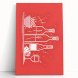 Large black and white stretched canvas of assorted fruits, ideal for kitchen wall art.